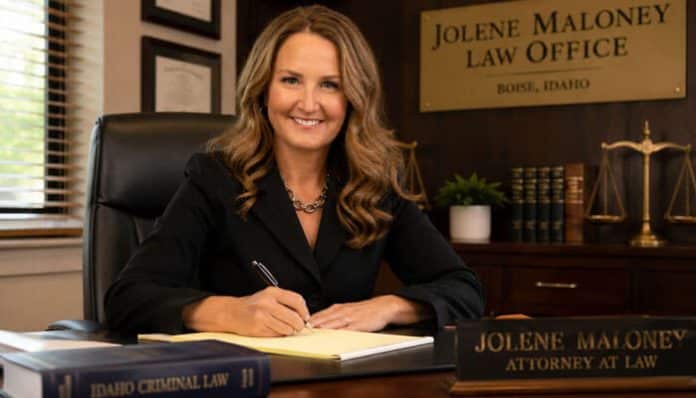 Jolene Maloney criminal defense attorney in Boise, Idaho meeting with clients during a legal consultation.